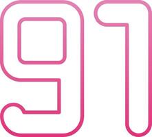 Ninety one Line Gradient Icon vector