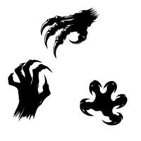 Claw marks and torn scratches. Cracks form animal claw scratches, wild beast paw marks with sharp fissures texture, damaged breaks and hollow scraps, black on white vector