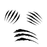 Claw marks and torn scratches. Cracks form animal claw scratches, wild beast paw marks with sharp fissures texture, damaged breaks and hollow scraps, black on white vector