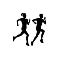 Runner silhouettes on the white background vector