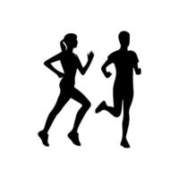 Runner silhouettes on the white background vector