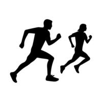 Runner silhouettes on the white background vector