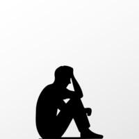 Sad man, worried about something, man feeling upset, sad, unhappy or disappoint crying lonely vector