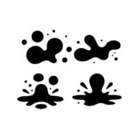 Liquid shapes, frames with uneven wavy edge set, collection. Water, fluid, paint, milk puddle, stain, rounded blot with splashes, drops, blobs, droplets. Design elements, backgrounds for text vector