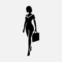 Woman silhouette, lady shadow isolated on white background. vector
