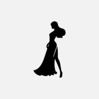 Woman silhouette, lady shadow isolated on white background. vector