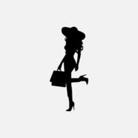 Woman silhouette, lady shadow isolated on white background. vector
