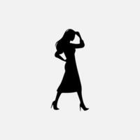 Woman silhouette, lady shadow isolated on white background. vector