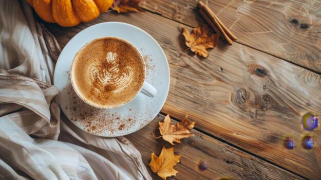 Top view autumn bar menu template latte photo