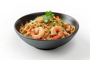 Tasty Pad Thai with shrimp, bean sprouts photo