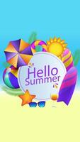 Summer Items Collected Behind The Hello Summer Text On Vertical 2D Cartoon Animation video