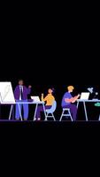 Colleagues Communicating At Workplace On Vertical On Alpha Channel 2D Cartoon Animation video