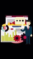 Businessman Pointing Finger At Chart To Analyzing On Vertical On Alpha Channel 2D Cartoon Animation video