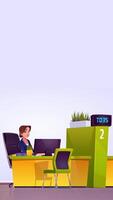Financial Consultant sitting at Office Desk with Documents for Tax Calculation On Vertical 2D Cartoon Animation video