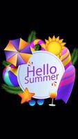 Summer Items Collected Behind The Hello Summer Text On Vertical On Alpha Channel 2D Cartoon Animation video