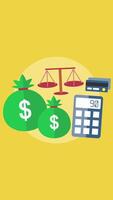 Banking And Finance Items Are Flying In The Air On Vertical 2D Cartoon Animation video