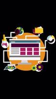 seo otimização, rede analytics em vertical em alfa canal 2d desenho animado animação video