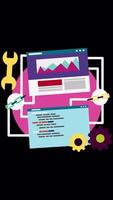 SEO Link Building as Search Engine Optimization On Vertical On Alpha Channel 2D Cartoon Animation video