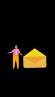 Man Working In The Office Message Is Empty On Vertical On Alpha Channel 2D Cartoon Animation video