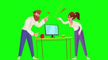 Office Workers Angry Discussing Project On Greenscreen Background 2D Cartoon Animation video