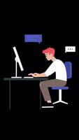 The Orange-haired Man Working In The Office, Wearing A White T-shirt, Is Sending E-mails On The Computer. The Background Is Gray In Color On Alpha Channel On Vertical video
