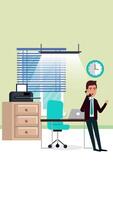 Office Worker Talking To The Manager About The Project On The Phone In The Office On Vertical video