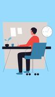Man Sitting In Chair At Laptop Computer At Desk On Vertical video