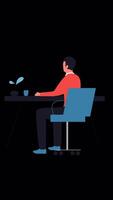Man Sitting In Chair At Laptop Computer At Desk On Alpha Channel On Vertical video