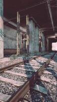 Train Track Passing Through Abandoned Building video