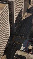 An aerial view of a city with tall buildings video