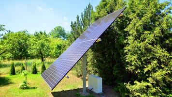 Solar power station generating clean energy. Solar panels in the nature. photo