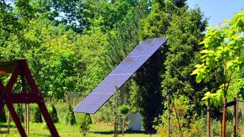 Solar power station generating clean energy. Solar panels in the nature. photo