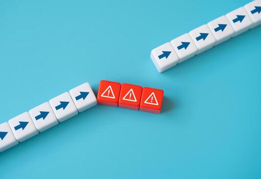 A problem has arisen without a solution to which it is impossible to resume the journey. Serious danger. An open vulnerability in the system. photo