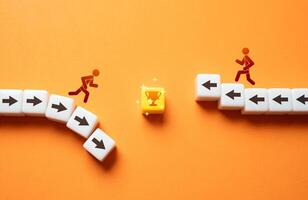 Competition for a prize. One of the participants loses strength for the last push. Calculated moves, leveraging skills. race for recognition. Reputation and credibility. Growth and success. photo
