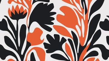 Abstract shape leaf and flower organic pattern. black floral leaves geometric pattern on white background. leaves silhouette summer pattern vector