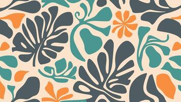 Abstract shape leaf and flower organic pattern. black floral leaves geometric pattern on white background. leaves silhouette summer pattern vector