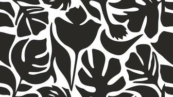Abstract shape leaf and flower organic pattern. black floral leaves geometric pattern on white background. leaves silhouette summer pattern vector