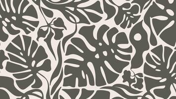 Abstract shape leaf and flower organic pattern. black floral leaves geometric pattern on white background. leaves silhouette summer pattern vector
