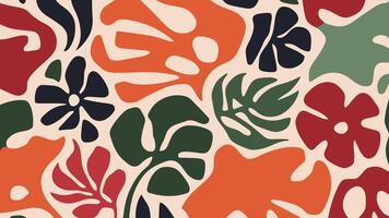 Abstract shape leaf and flower organic pattern. black floral leaves geometric pattern on white background. leaves silhouette summer pattern vector