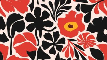 Abstract shape leaf and flower organic pattern. black floral leaves geometric pattern on white background. leaves silhouette summer pattern vector