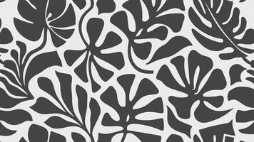 Abstract shape leaf and flower organic pattern. black floral leaves geometric pattern on white background. leaves silhouette summer pattern vector