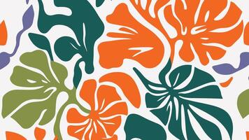 Abstract shape leaf and flower organic pattern. black floral leaves geometric pattern on white background. leaves silhouette summer pattern vector