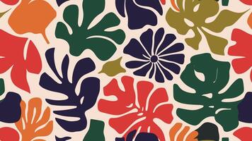 Abstract shape leaf and flower organic pattern. black floral leaves geometric pattern on white background. leaves silhouette summer pattern vector