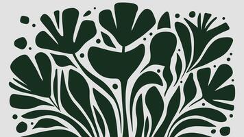 Abstract shape leaf and flower organic pattern. black floral leaves geometric pattern on white background. leaves silhouette summer pattern vector