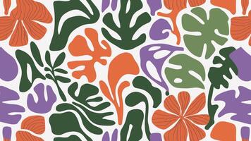Abstract shape leaf and flower organic pattern. black floral leaves geometric pattern on white background. leaves silhouette summer pattern vector