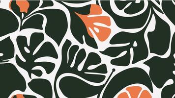 Abstract shape leaf and flower organic pattern. black floral leaves geometric pattern on white background. leaves silhouette summer pattern vector