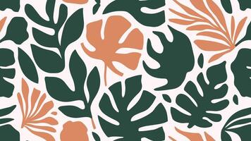 Abstract shape leaf and flower organic pattern. black floral leaves geometric pattern on white background. leaves silhouette summer pattern vector
