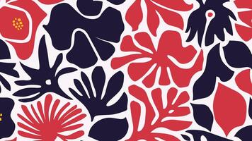 Abstract shape leaf and flower organic pattern. black floral leaves geometric pattern on white background. leaves silhouette summer pattern vector