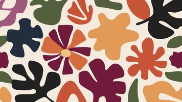 Abstract shape leaf and flower organic pattern. black floral leaves geometric pattern on white background. leaves silhouette summer pattern vector