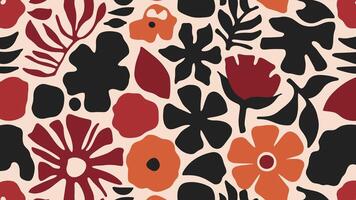Abstract shape leaf and flower organic pattern. black floral leaves geometric pattern on white background. leaves silhouette summer pattern vector